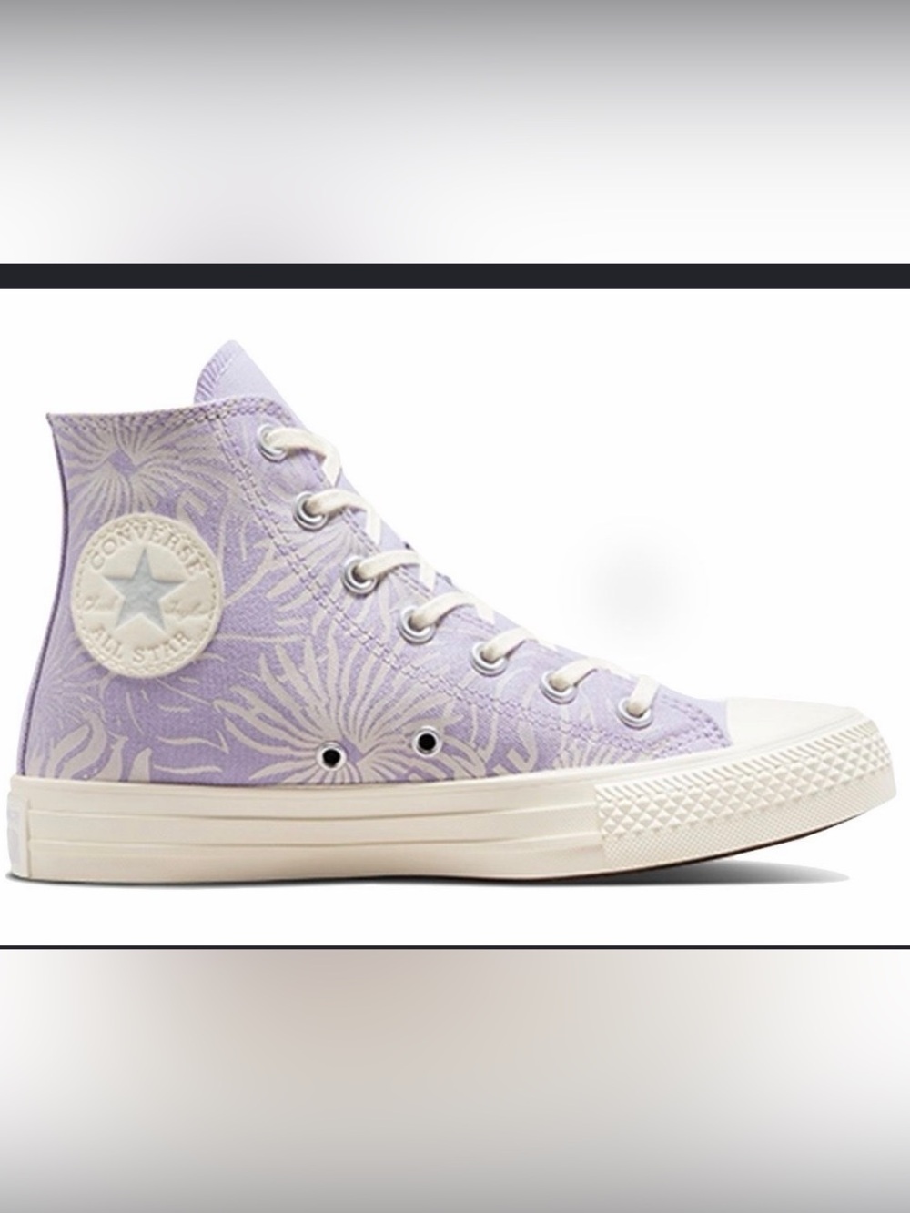 Converse Lavender Floral High-Top Sneakers - Picture 1 of 5